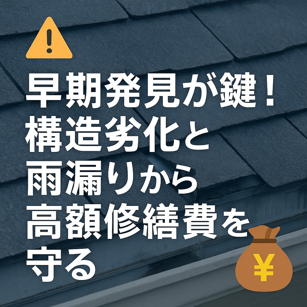 早期発見が鍵！構造劣化と雨漏りから高額修繕費を守る